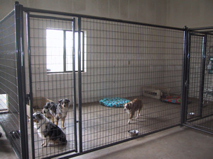 The indoor kennel...
